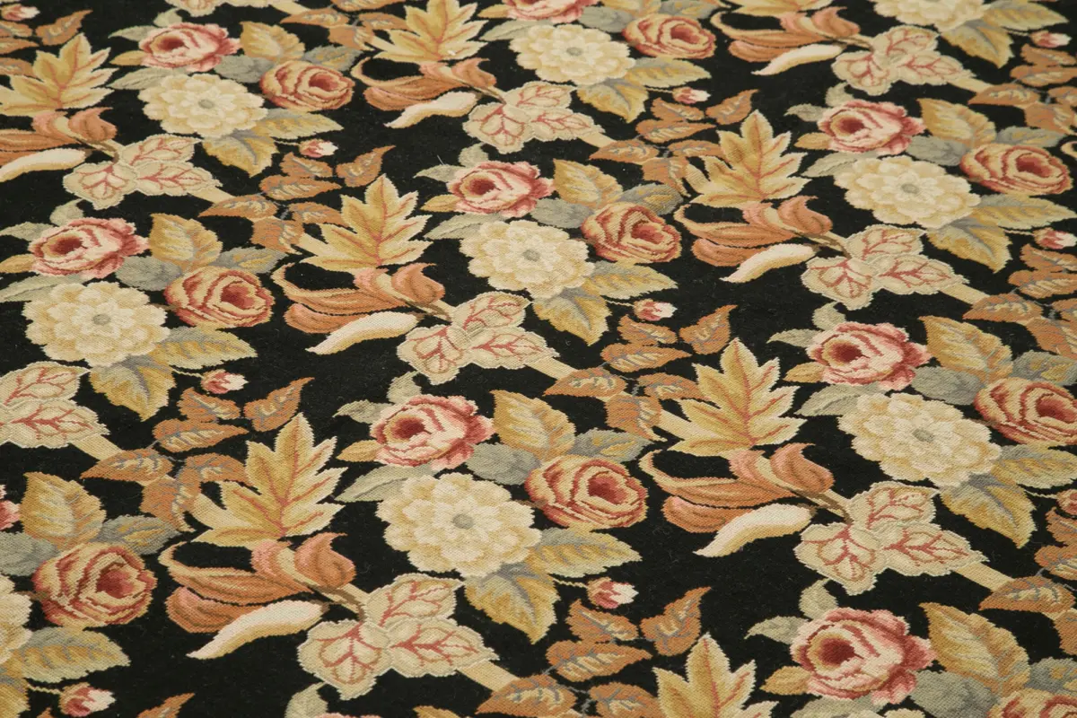 Needlepoint Bej Pamuk Üzerine Yün El Dokuma Halı-245x304 - Görsel 5