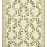 Needlepoint Bej Pamuk Üzerine Yün El Dokuma Halı-184x278