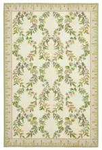 Needlepoint Bej Pamuk Üzerine Yün El Dokuma Halı-184x278