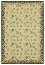 Needlepoint Bej Pamuk Üzerine Yün El Dokuma Halı-182x270