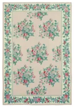 Needlepoint Pembe Pamuk Üzerine Yün El Dokuma Halı-173x254