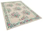 Needlepoint Pembe Pamuk Üzerine Yün El Dokuma Halı-173x254 - Görsel 2