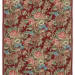 Needlepoint Kırmızı Pamuk Üzerine Yün El Dokuma Halı-178x274