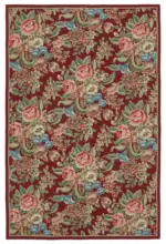 Needlepoint Kırmızı Pamuk Üzerine Yün El Dokuma Halı-178x274