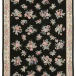 Needlepoint Siyah Pamuk Üzerine Yün El Dokuma Halı-180x275