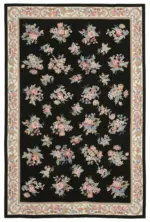 Needlepoint Siyah Pamuk Üzerine Yün El Dokuma Halı-180x275