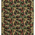 Needlepoint Siyah Pamuk Üzerine Yün El Dokuma Halı-183x275