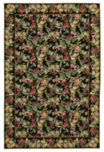 Needlepoint Siyah Pamuk Üzerine Yün El Dokuma Halı-183x275