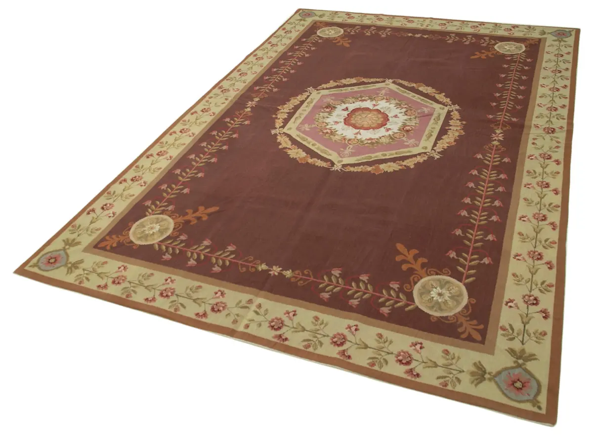 Needlepoint Kırmızı Pamuk Üzerine Yün El Dokuma Halı-181x273 - Görsel 3