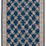 Needlepoint Mavi Pamuk Üzerine Yün El Dokuma Halı-301x416