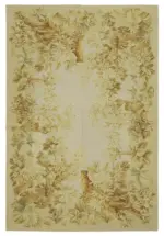 Needlepoint Bej Pamuk Üzerine Yün El Dokuma Halı-189x279