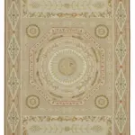 Needlepoint Bej Pamuk Üzerine Yün El Dokuma Halı-184x276