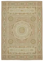 Needlepoint Bej Pamuk Üzerine Yün El Dokuma Halı-184x276