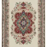 Needlepoint Bej Pamuk Üzerine Yün El Dokuma Halı-167x260