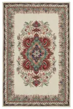 Needlepoint Bej Pamuk Üzerine Yün El Dokuma Halı-167x260