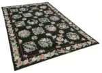 Needlepoint Siyah Pamuk Üzerine Yün El Dokuma Halı-174x266 - Görsel 2