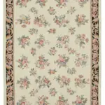 Needlepoint Bej Pamuk Üzerine Yün El Dokuma Halı-182x273