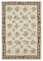 Needlepoint Bej Pamuk Üzerine Yün El Dokuma Halı-182x273