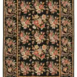 Needlepoint Siyah Pamuk Üzerine Yün El Dokuma Halı-183x274