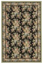 Needlepoint Siyah Pamuk Üzerine Yün El Dokuma Halı-180x272