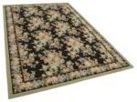 Needlepoint Siyah Pamuk Üzerine Yün El Dokuma Halı-180x272 - Görsel 2