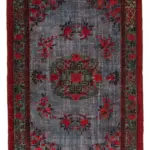 Oyma Kırmızı Pamuk Üzerine Yün El Dokuma Kilim-196x302