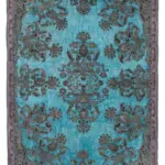 Oyma Mavi Pamuk Üzerine Yün El Dokuma Kilim-200x319