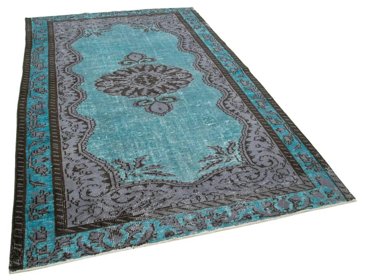 Oyma Turkuaz Pamuk Üzerine Yün El Dokuma Kilim-180x275 - Görsel 2