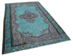 Oyma Turkuaz Pamuk Üzerine Yün El Dokuma Kilim-180x275 - Görsel 2