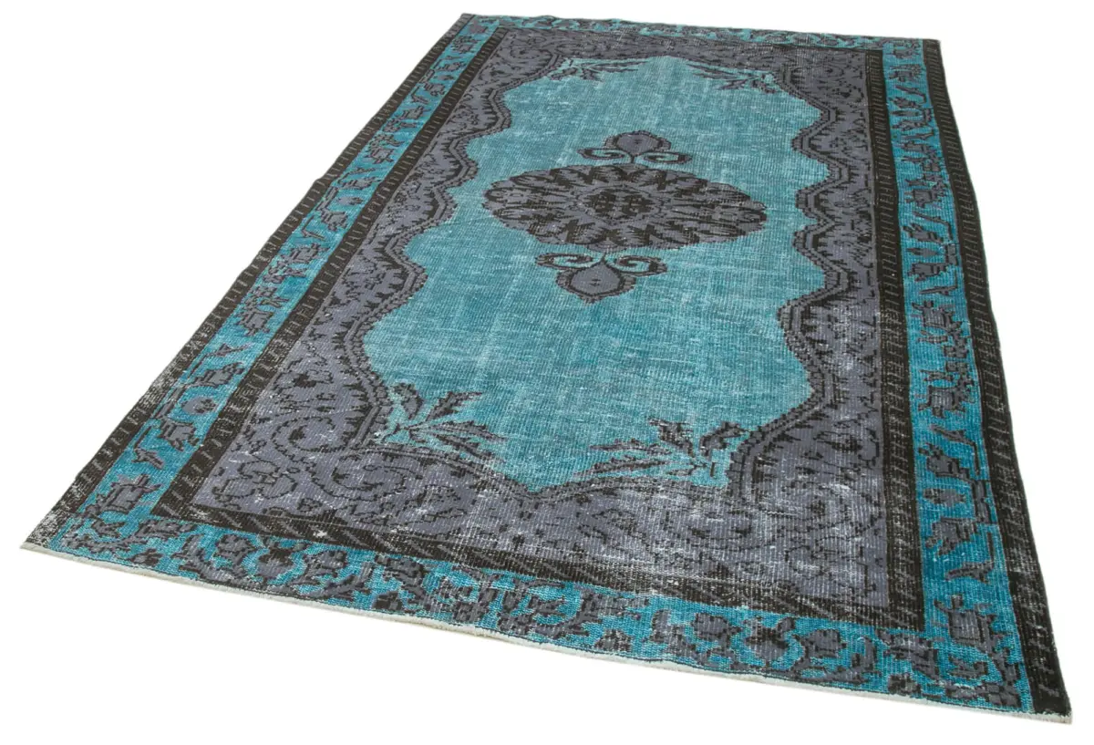 Oyma Turkuaz Pamuk Üzerine Yün El Dokuma Kilim-180x275 - Görsel 3