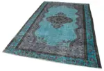 Oyma Turkuaz Pamuk Üzerine Yün El Dokuma Kilim-180x275 - Görsel 3