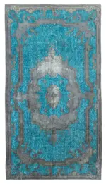 Oyma Gri Pamuk Üzerine Yün El Dokuma Kilim-156x285