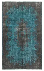 Oyma Gri Pamuk Üzerine Yün El Dokuma Kilim-156x265