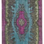Oyma Mor Pamuk Üzerine Yün El Dokuma Kilim-164x275