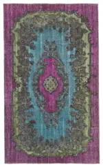 Oyma Mor Pamuk Üzerine Yün El Dokuma Kilim-164x275