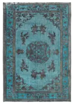 Oyma Mavi Pamuk Üzerine Yün El Dokuma Kilim-200x291