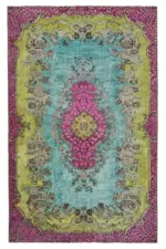 Oyma Pembe Pamuk Üzerine Yün El Dokuma Kilim-170x272