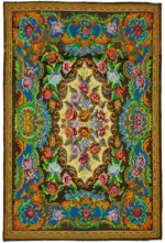 Moldovian Klasik Göbekli Kahverengi Pamuk Üzerine Yün El Dokuma Kilim-224x345
