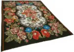Moldovian Klasik Göbekli Siyah Pamuk Üzerine Yün El Dokuma Kilim-205x292 - Görsel 2