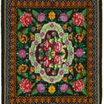 Moldovian Klasik Göbekli Siyah Pamuk Üzerine Yün El Dokuma Kilim-218x255