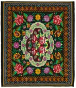 Moldovian Klasik Göbekli Siyah Pamuk Üzerine Yün El Dokuma Kilim-218x255