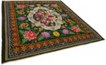 Moldovian Klasik Göbekli Siyah Pamuk Üzerine Yün El Dokuma Kilim-218x255 - Görsel 2