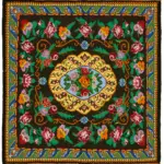 Moldovian Klasik Göbekli Siyah Pamuk Üzerine Yün El Dokuma Kilim-205x213