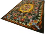 Moldovian Klasik Göbekli Siyah Pamuk Üzerine Yün El Dokuma Kilim-218x336 - Görsel 3