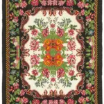 Moldovian Klasik Göbekli Siyah Pamuk Üzerine Yün El Dokuma Kilim-208x270