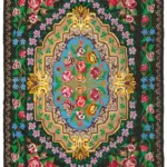 Moldovian Klasik Göbekli Siyah Pamuk Üzerine Yün El Dokuma Kilim-230x316