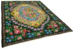 Moldovian Klasik Göbekli Siyah Pamuk Üzerine Yün El Dokuma Kilim-230x316 - Görsel 2