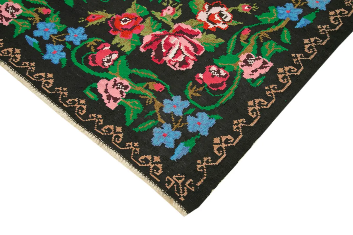 Moldovian Klasik Göbekli Siyah Pamuk Üzerine Yün El Dokuma Kilim-230x316 - Görsel 4