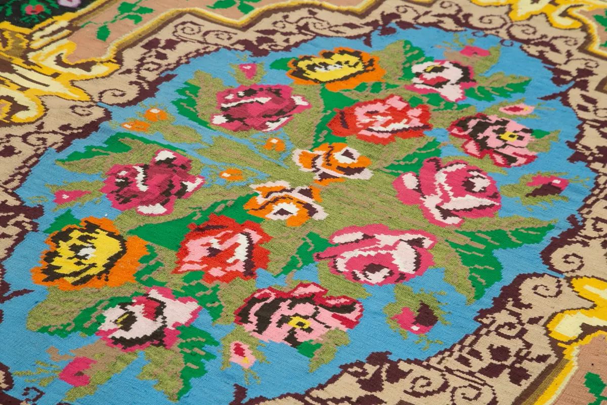 Moldovian Klasik Göbekli Siyah Pamuk Üzerine Yün El Dokuma Kilim-230x316 - Görsel 5