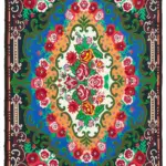 Moldovian Klasik Göbekli Siyah Pamuk Üzerine Yün El Dokuma Kilim-215x335